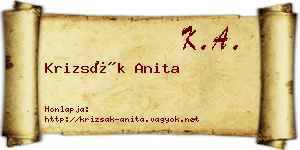 Krizsák Anita névjegykártya