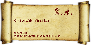 Krizsák Anita névjegykártya