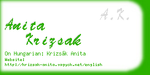 anita krizsak business card